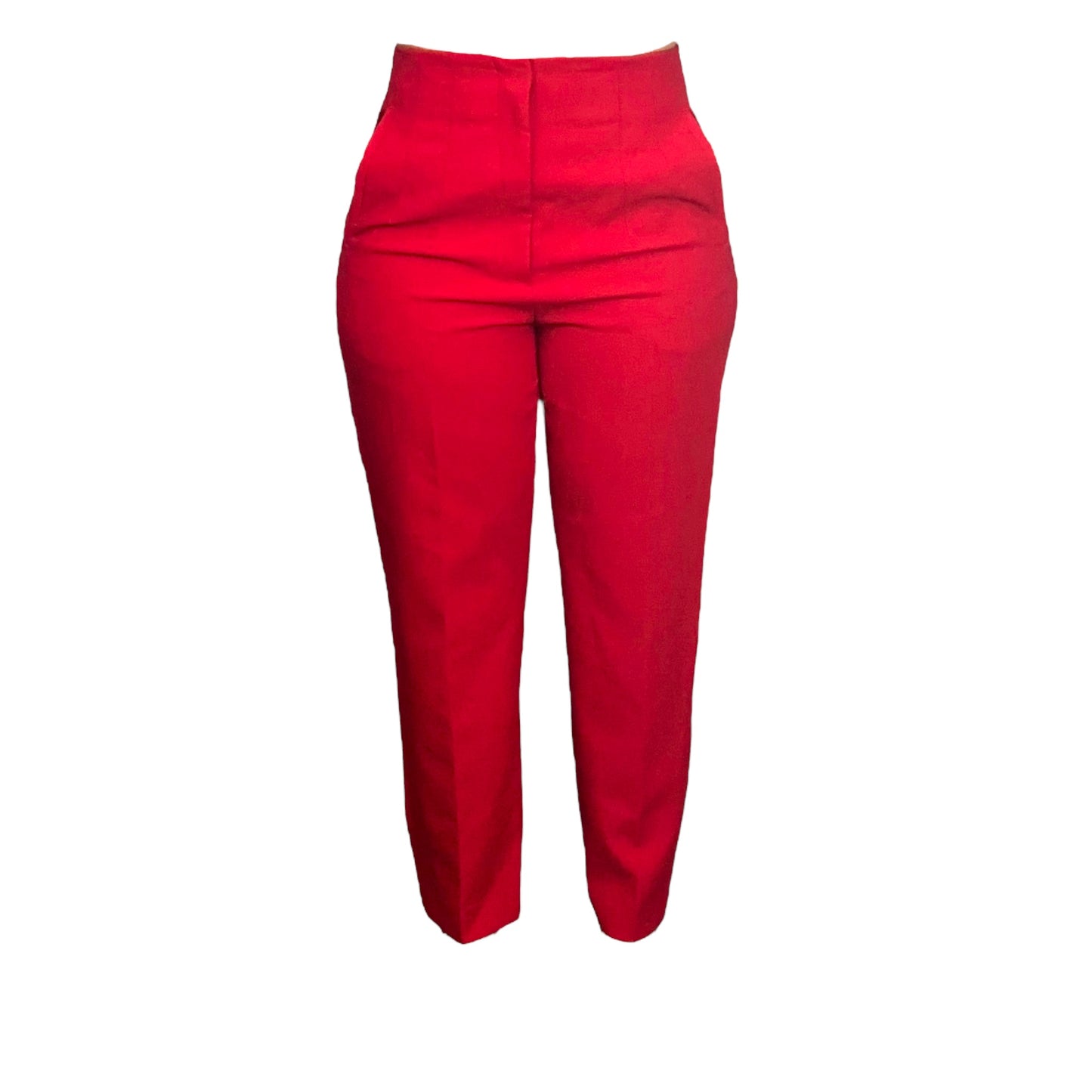 Zara High Waits Pronounced Seams at Front and Back Red Pants