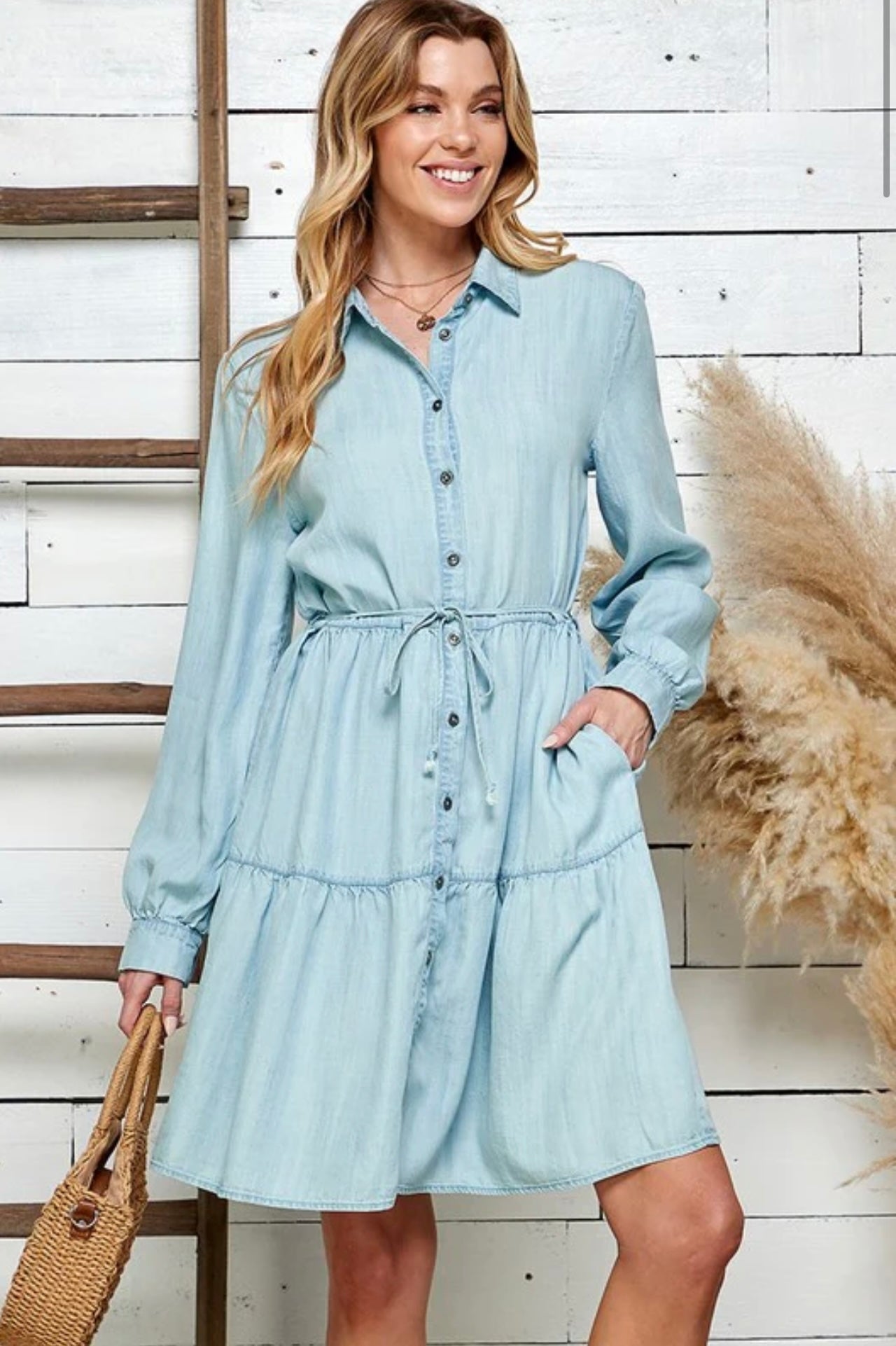 Vestido vaquero de manga larga de OTT