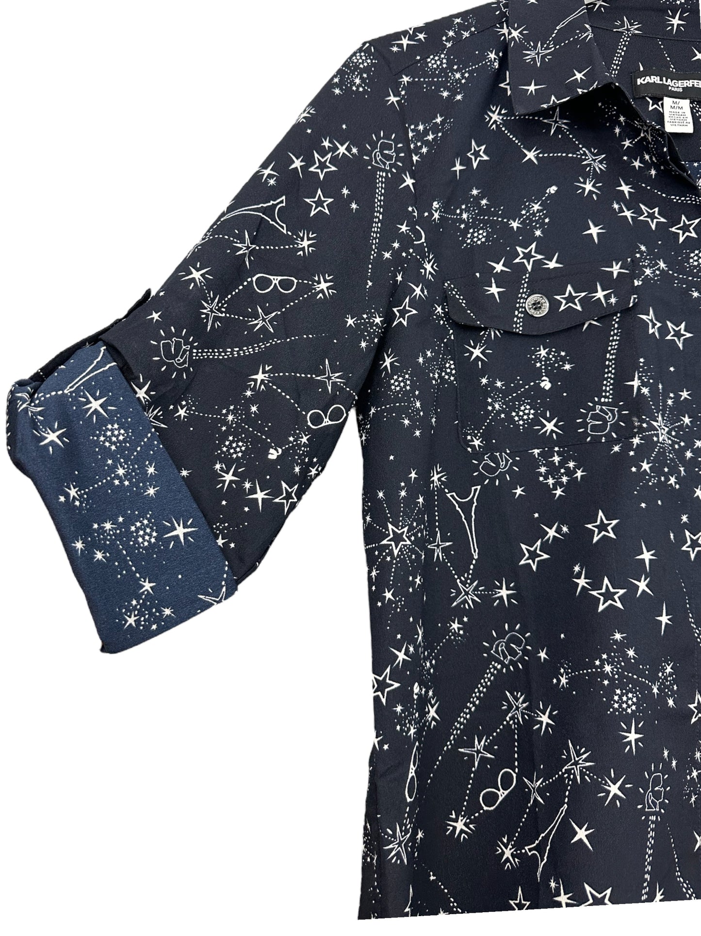 Karl Lagerfeld Paris Printed Button-Front Top