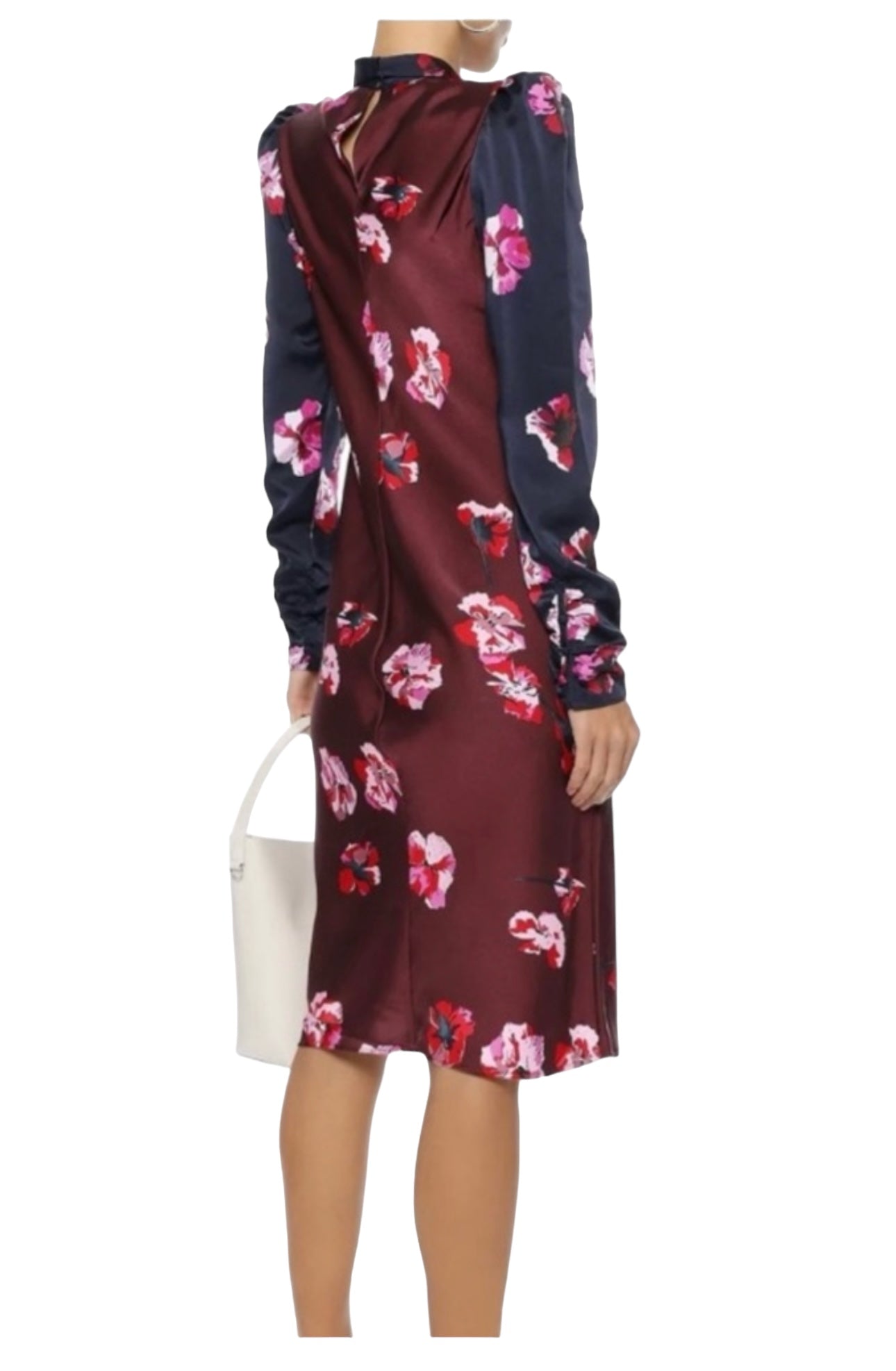 Joie Kylan Floral Long Sleeve Pencil Dress Neck Tie
