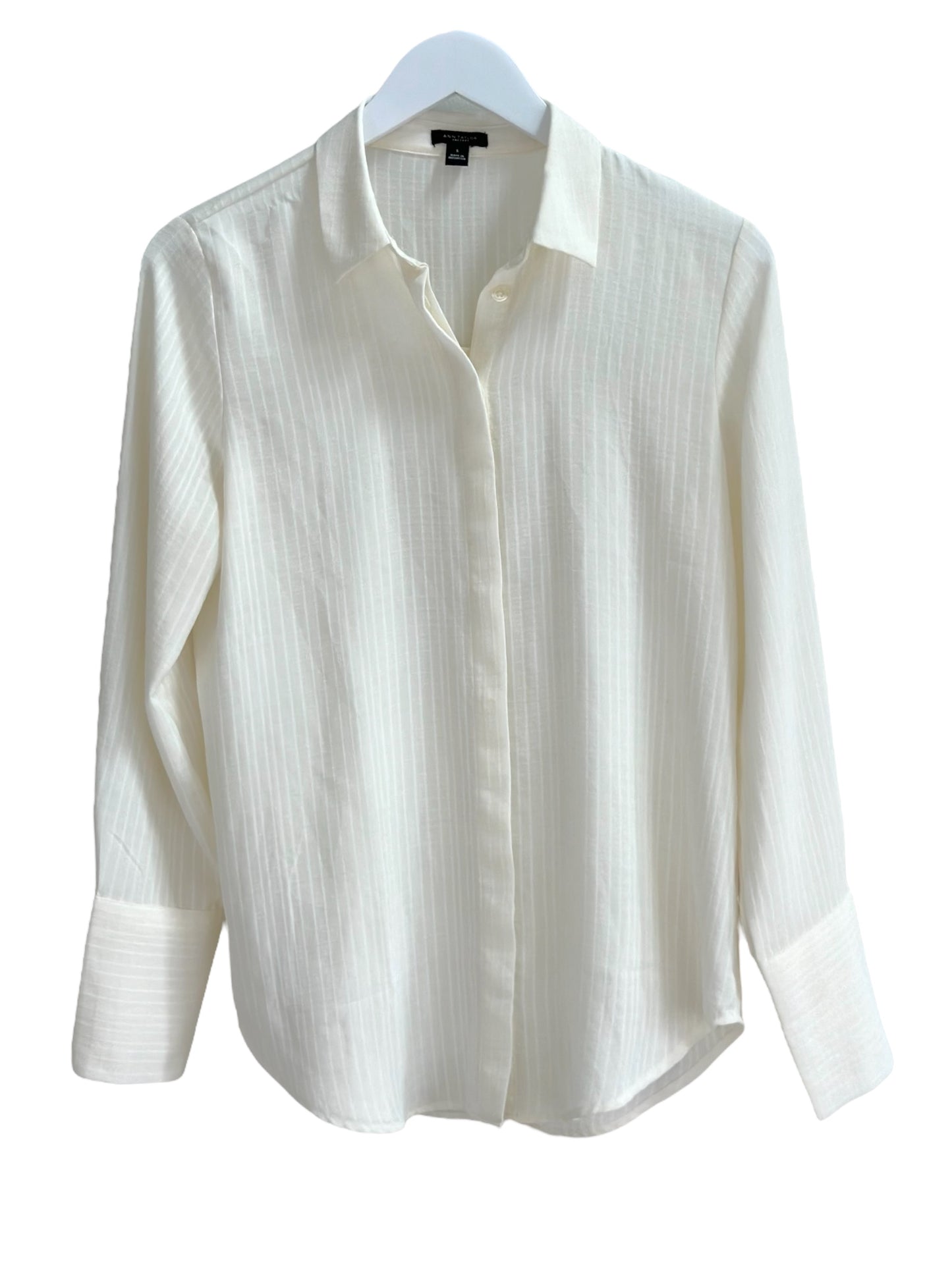 Ann Taylor White Long Sleeve Blouse