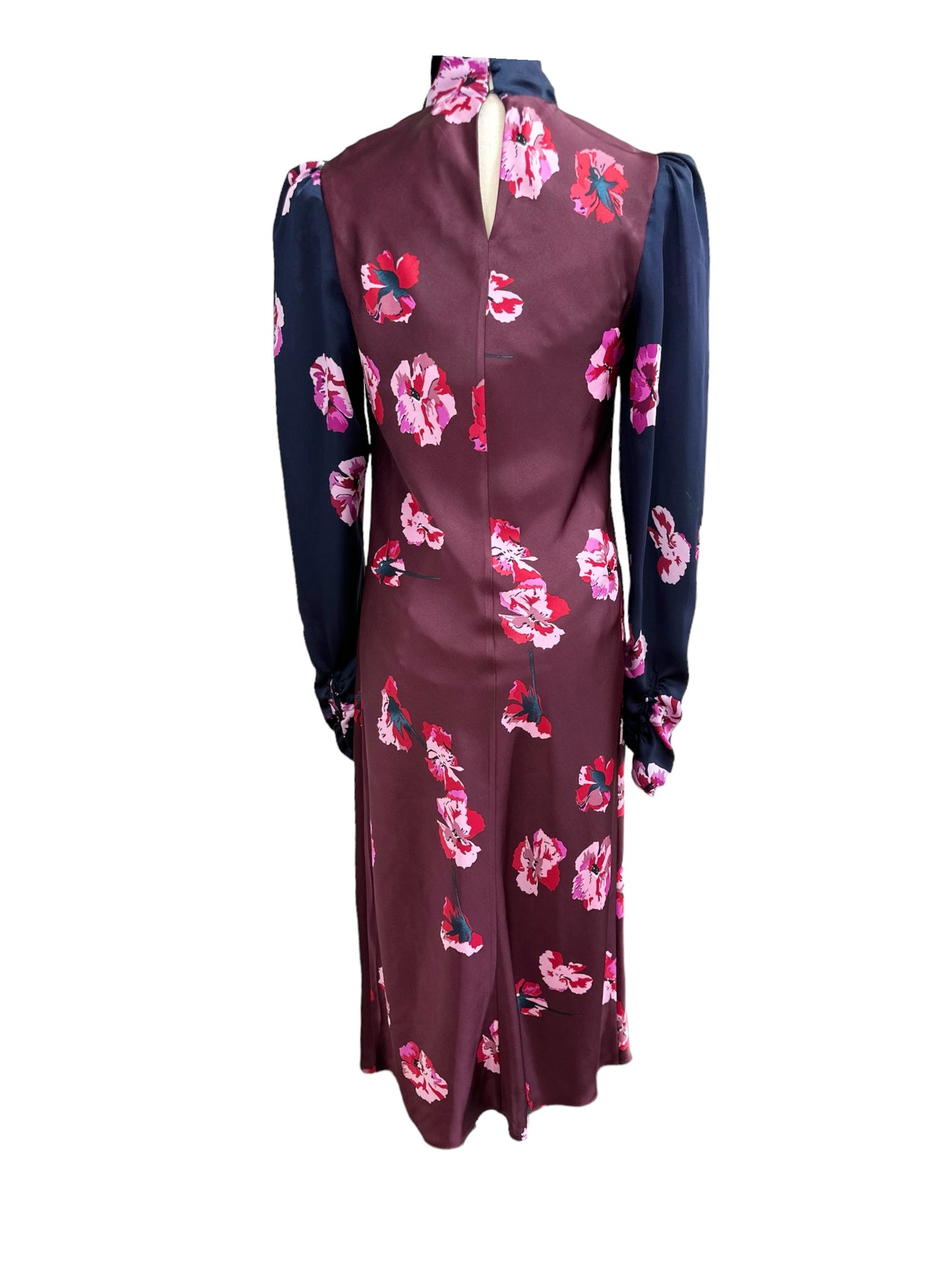 Joie Kylan Floral Long Sleeve Pencil Dress Neck Tie