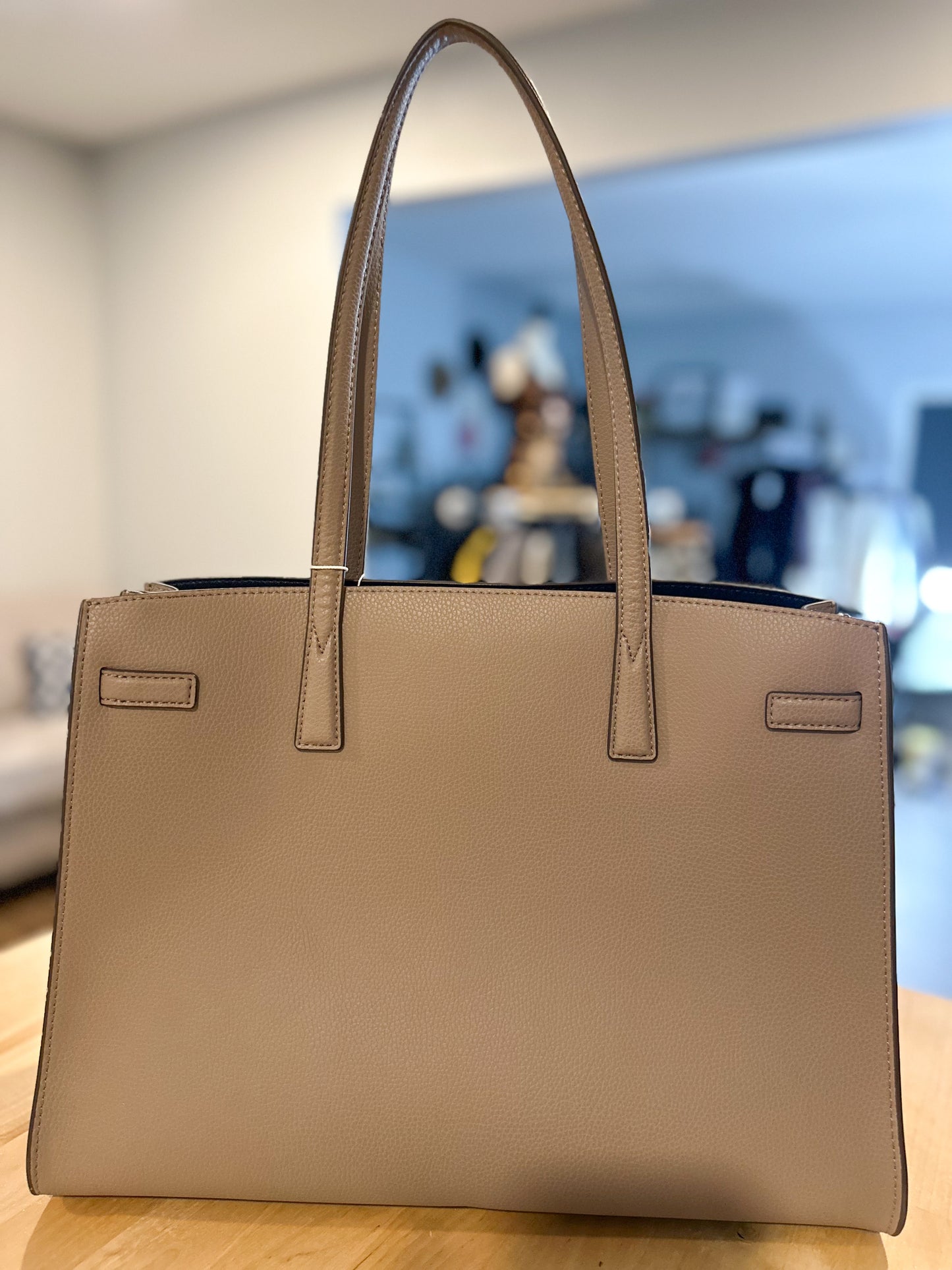 Tory Burch Leather Tote Bag Walker Satchel Gray
