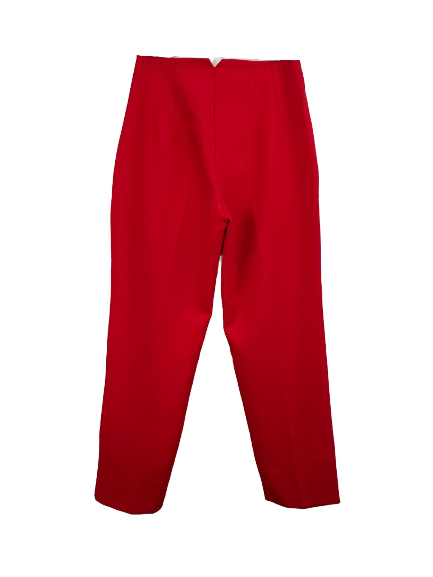 Zara High Waits Pronounced Seams at Front and Back Red Pants