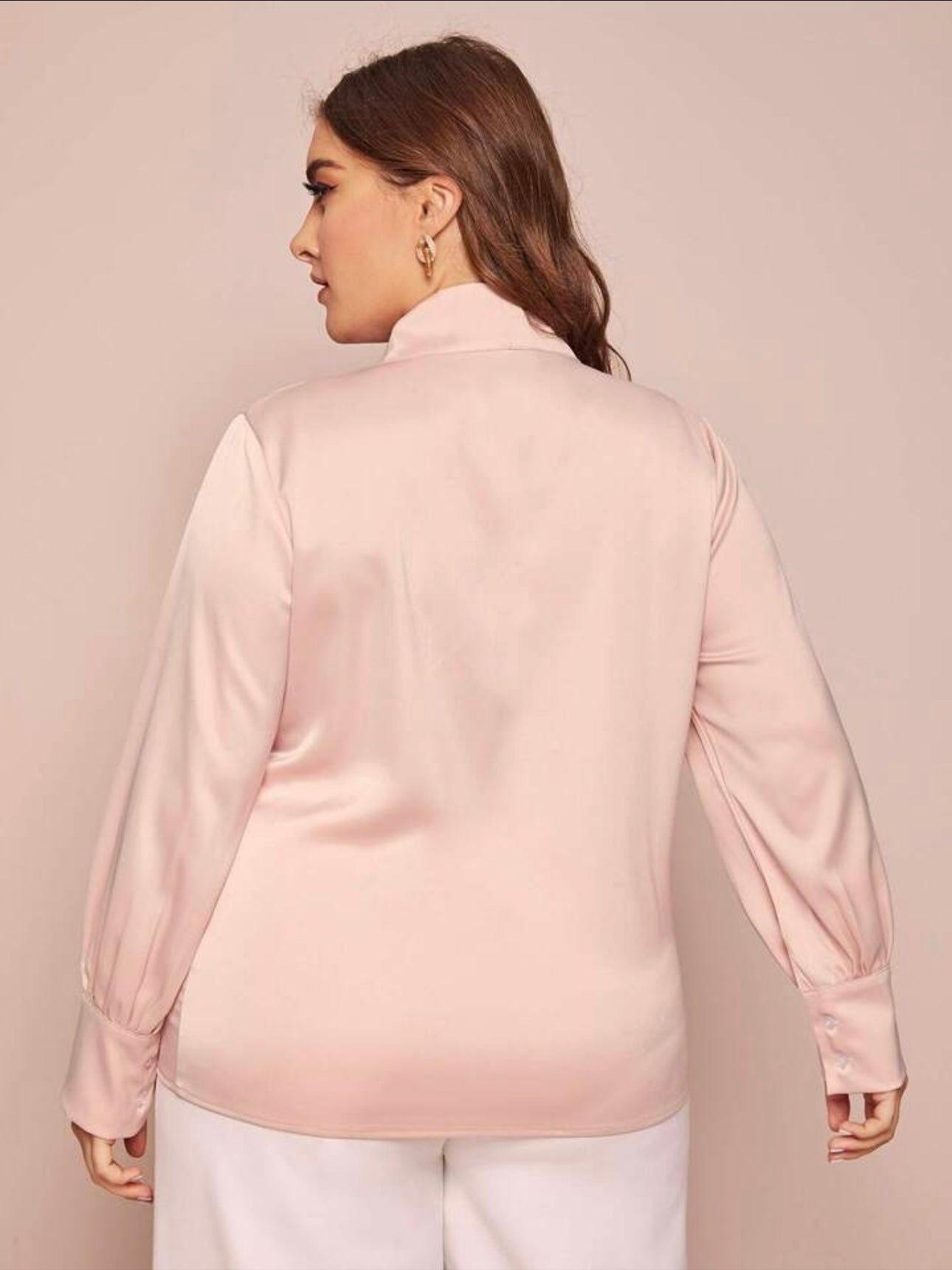 Women’s Bow-Tie Neck Blouse Shirt Pink Nude