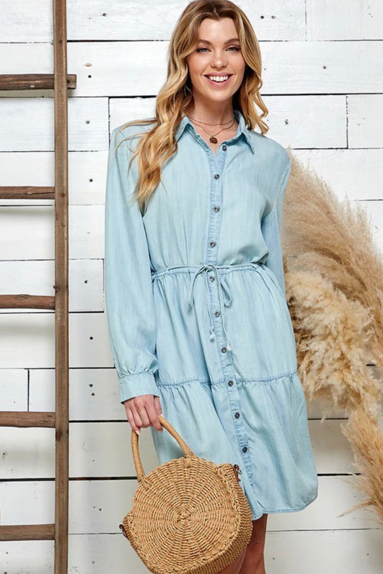 Vestido vaquero de manga larga de OTT