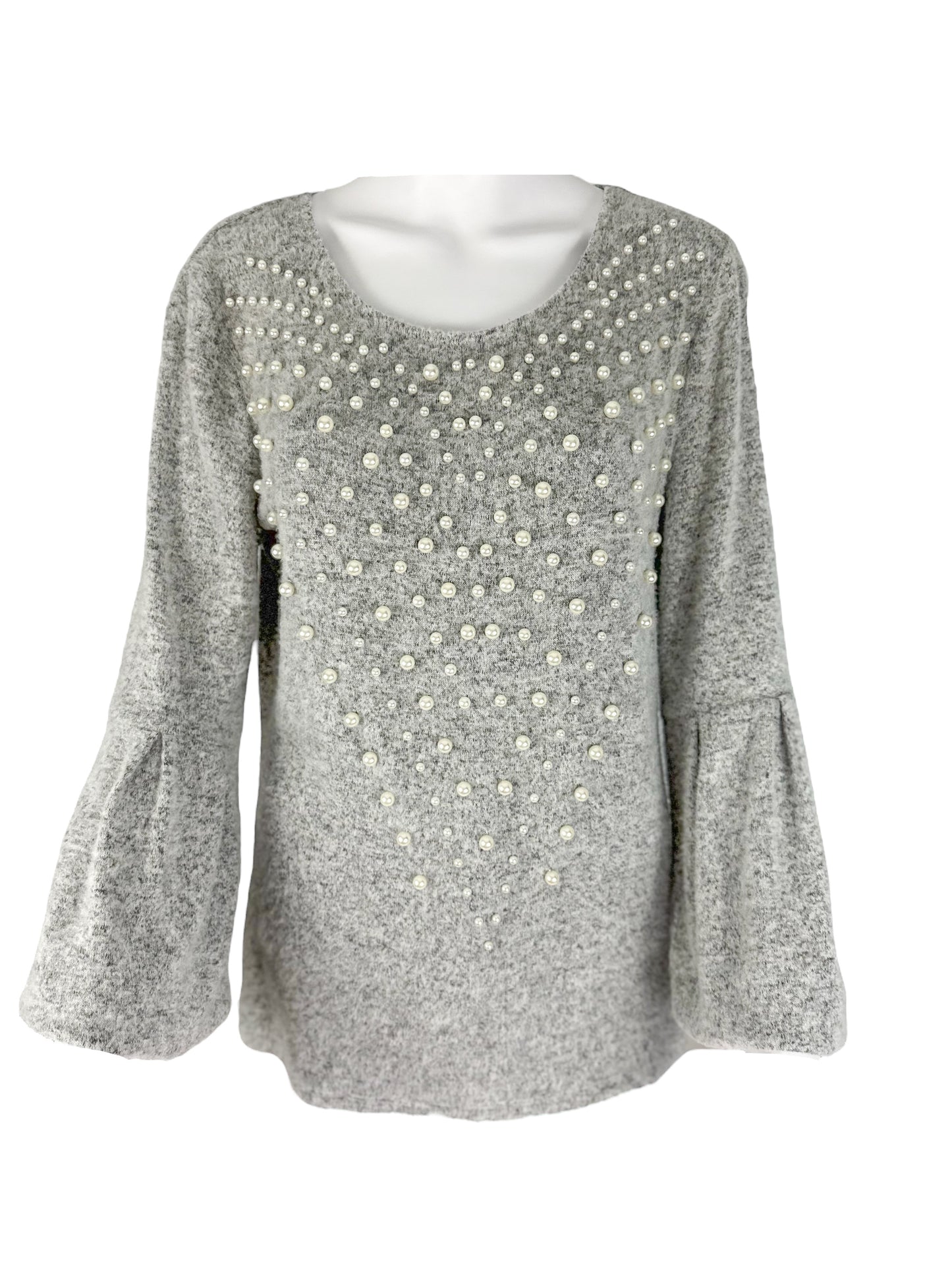 I-N-C International Concepts Faux-Pearl Gray Pullover Sweater