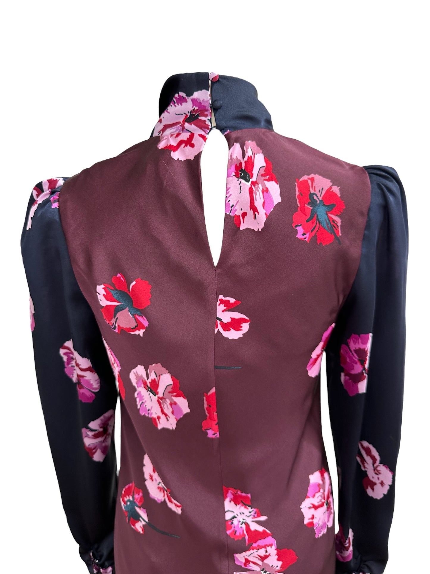 Joie Kylan Floral Long Sleeve Pencil Dress Neck Tie