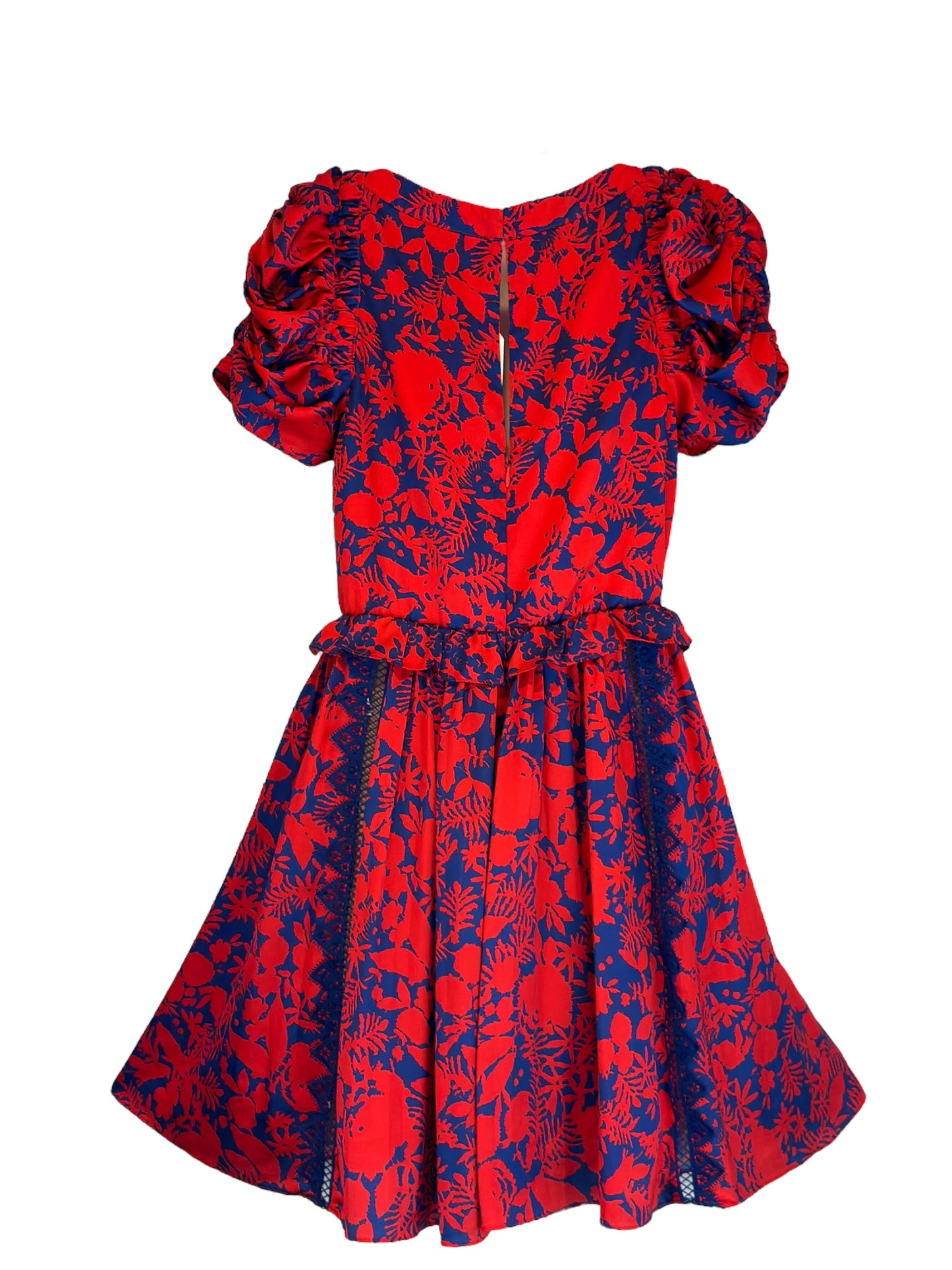 Self Portrait - Red Floral Print Satin Mini Dress