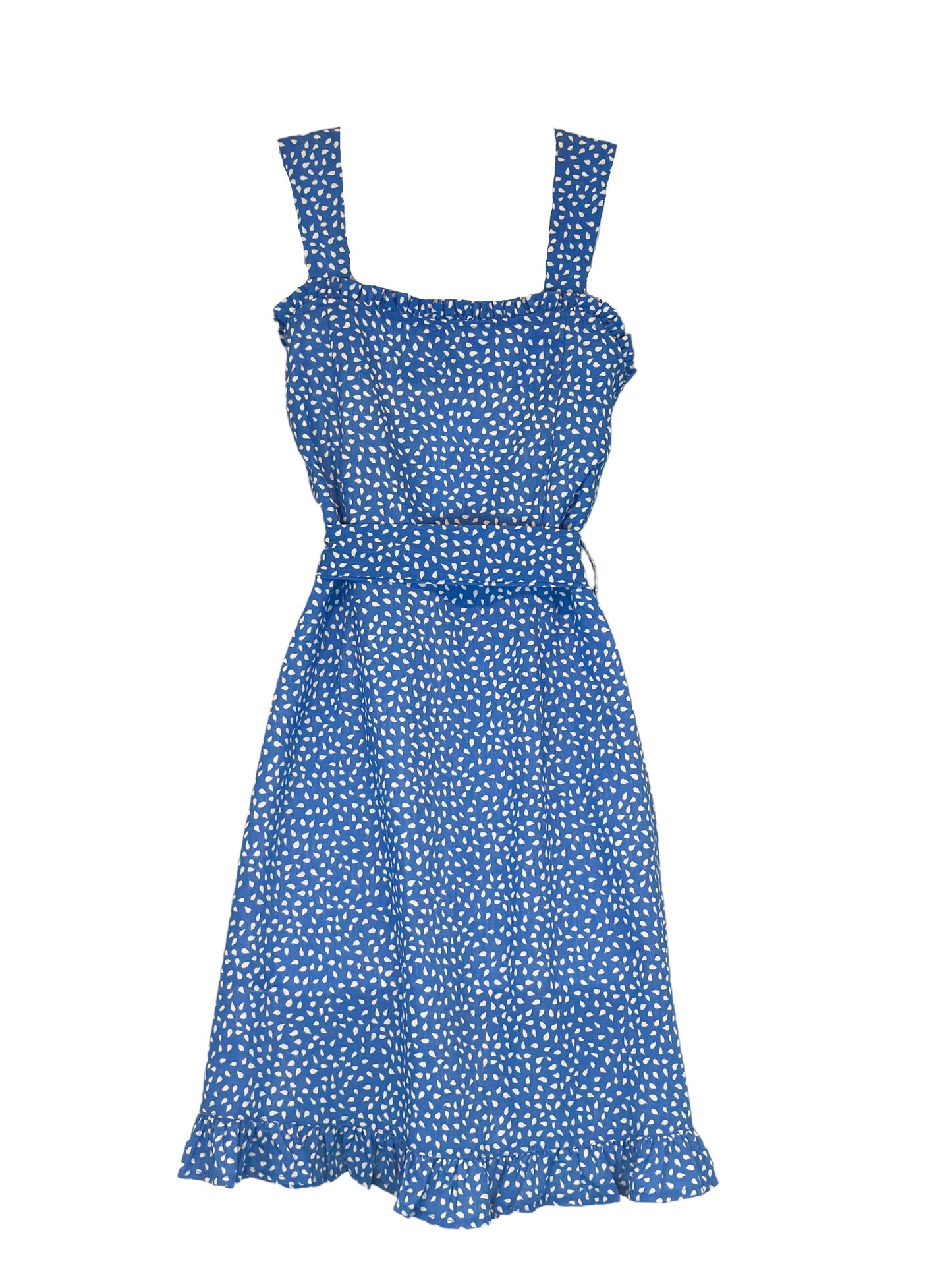 Acogedor informal: vestido azul y blanco