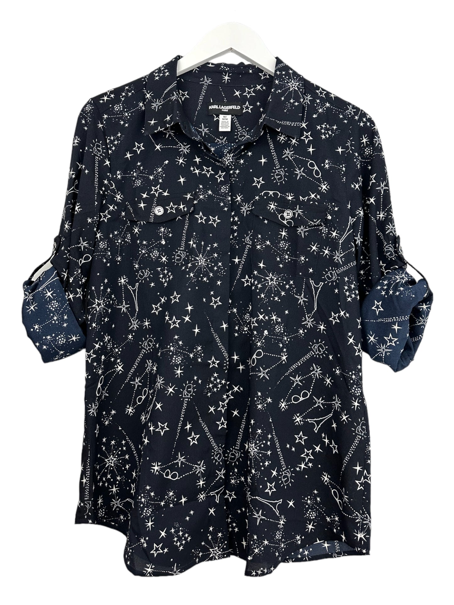 Karl Lagerfeld Paris Printed Button-Front Top