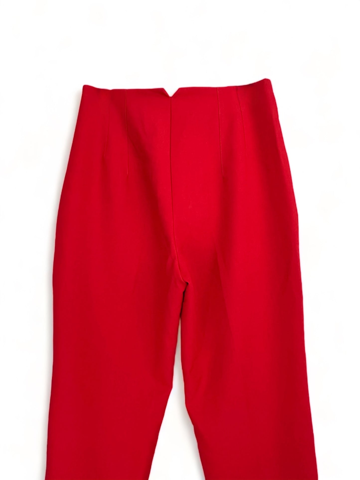 Zara High Waits Pronounced Seams at Front and Back Red Pants