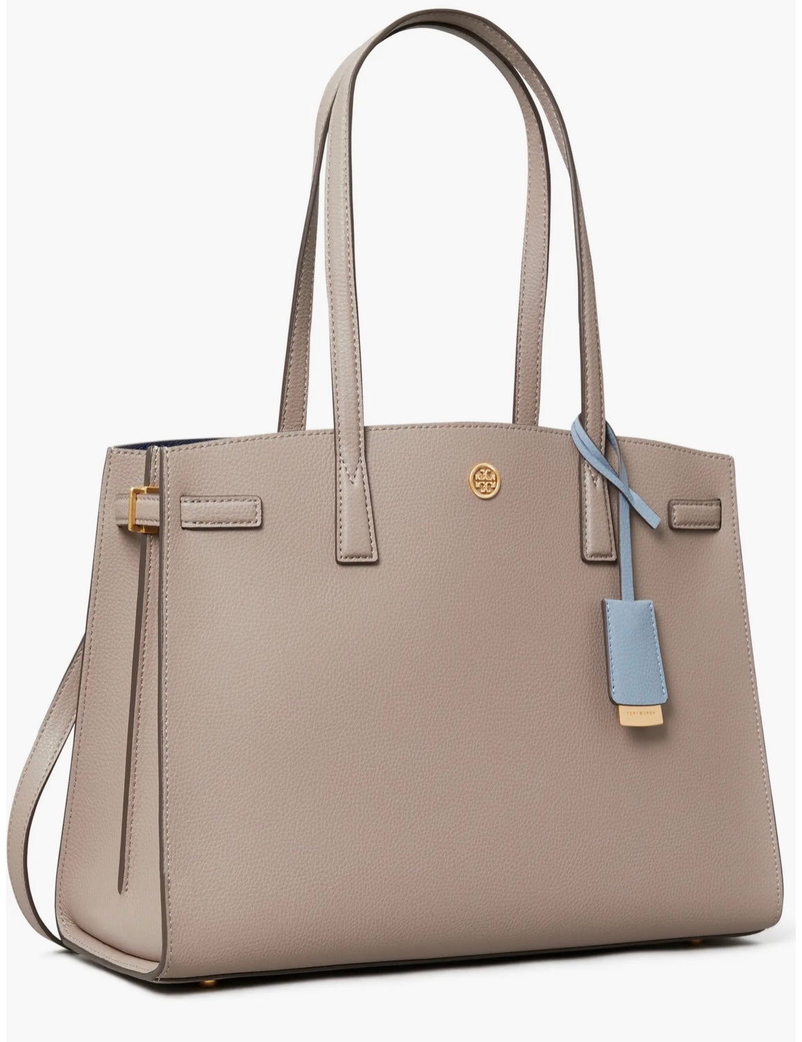 Tory Burch Leather Tote Bag Walker Satchel Gray