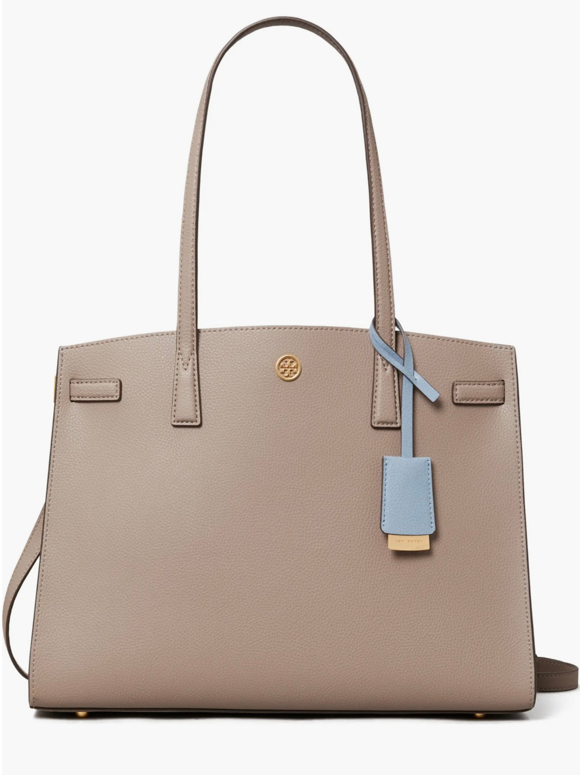 Tory Burch Leather Tote Bag Walker Satchel Gray