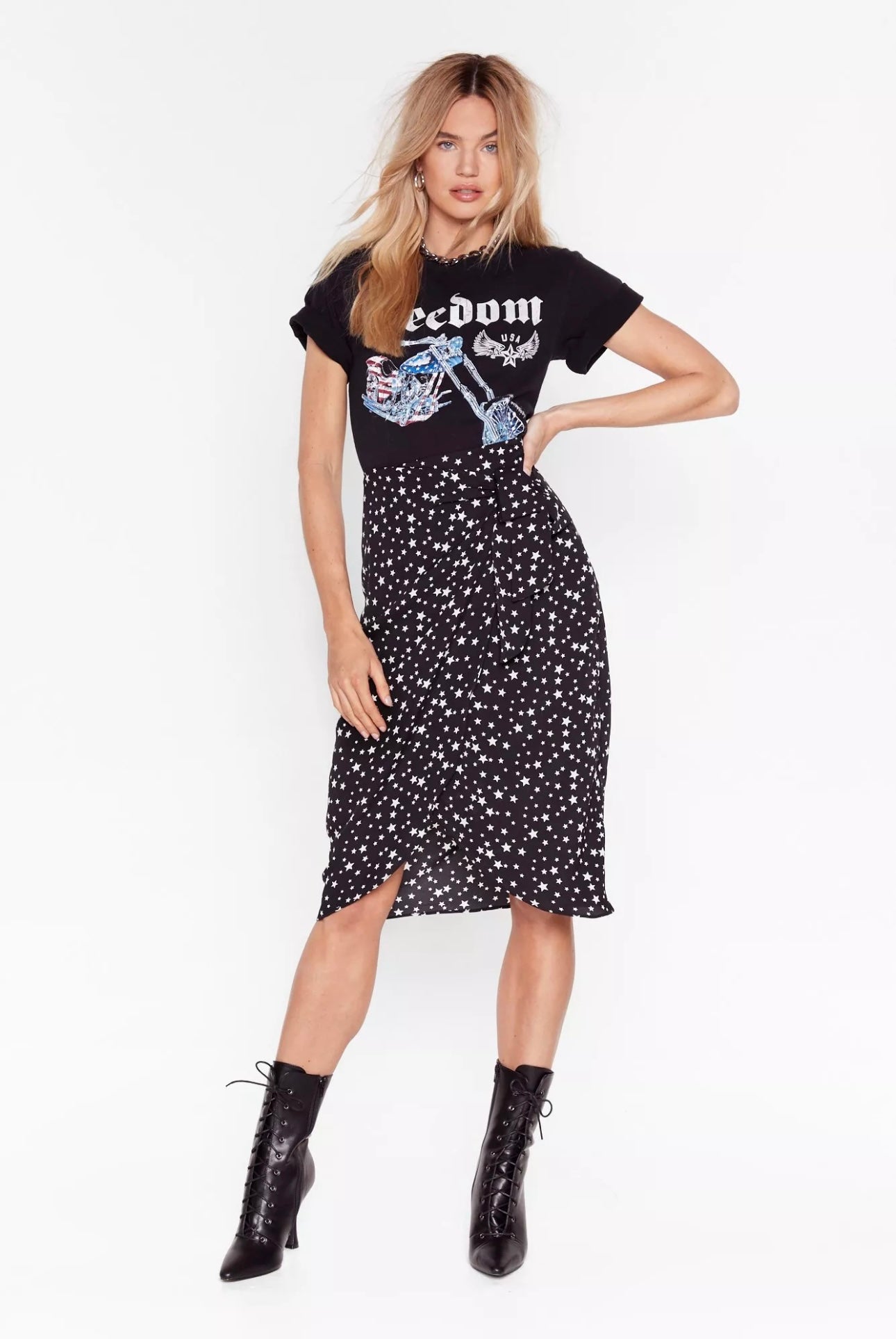 Falda Nasty Gal - Estrellas en blanco y negro