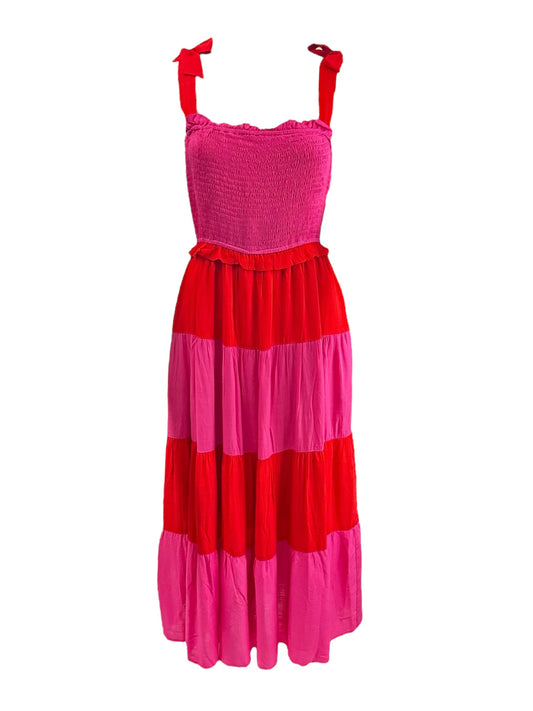 JODIFL Bow Shoulder Pink&RED Dress