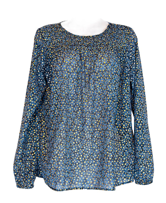 Michael Kors - Gold And Blue Printed Top