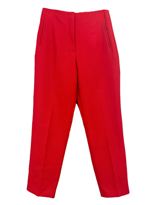 Zara High Waits Pronounced Seams at Front and Back Red Pants