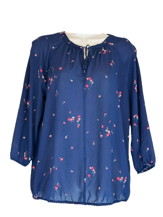 Liz Claiborne Top - Navy with flowers