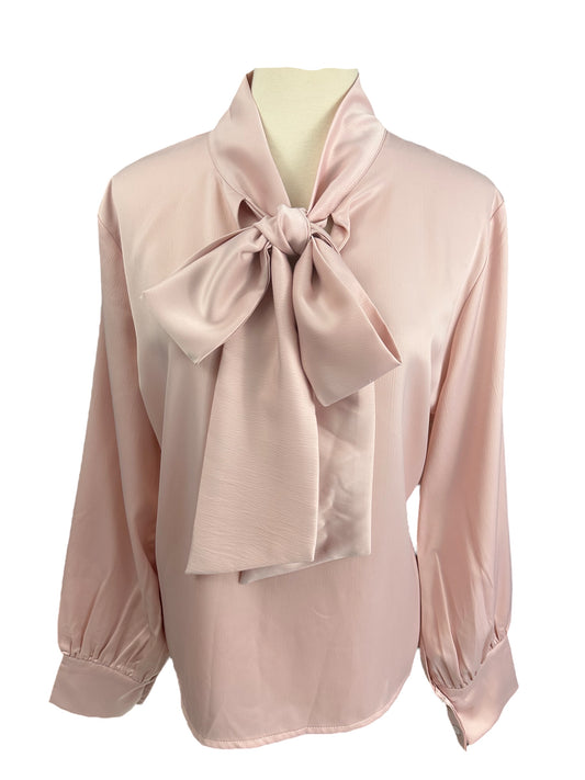 Women’s Bow-Tie Neck Blouse Shirt Pink Nude