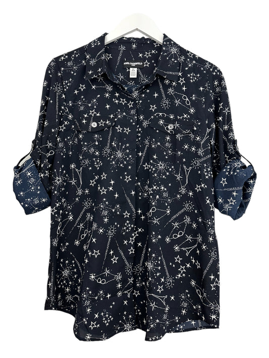 Karl Lagerfeld Paris Printed Button-Front Top