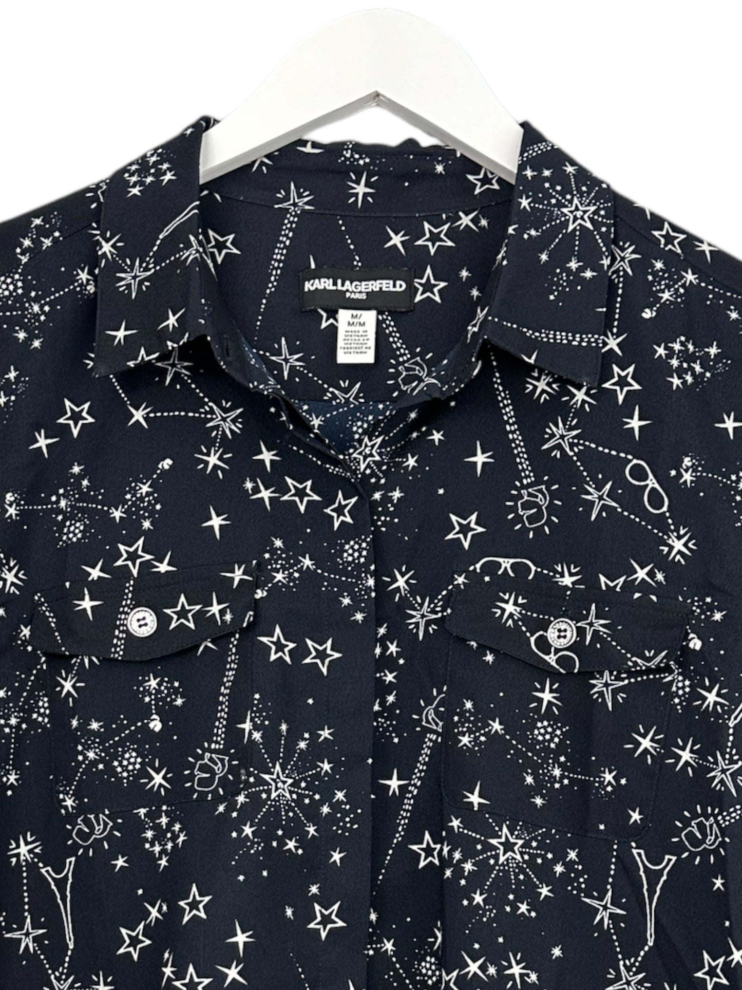 Karl Lagerfeld Paris Printed Button-Front Top