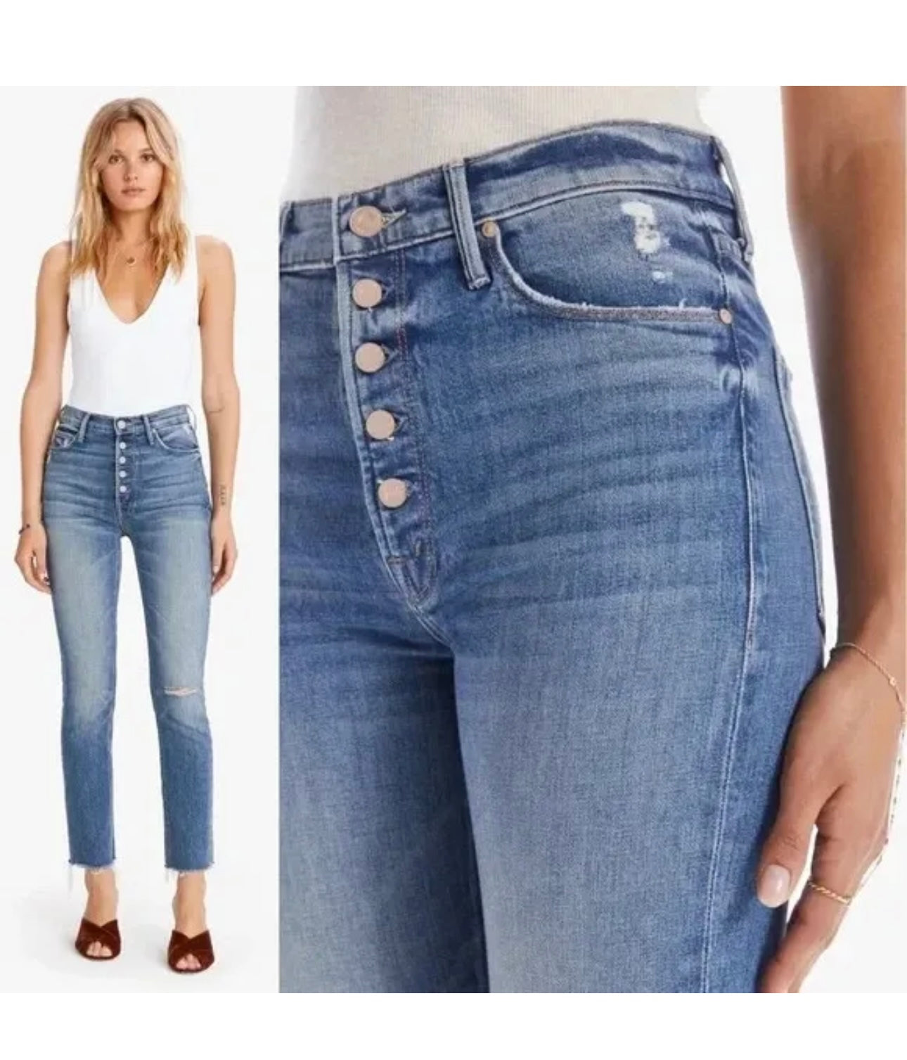Madre - The Pixie Dazzler Ankle Fray lavado medio