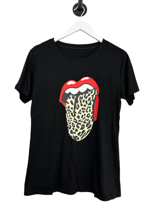 Leopard Tongue Tshirt Black